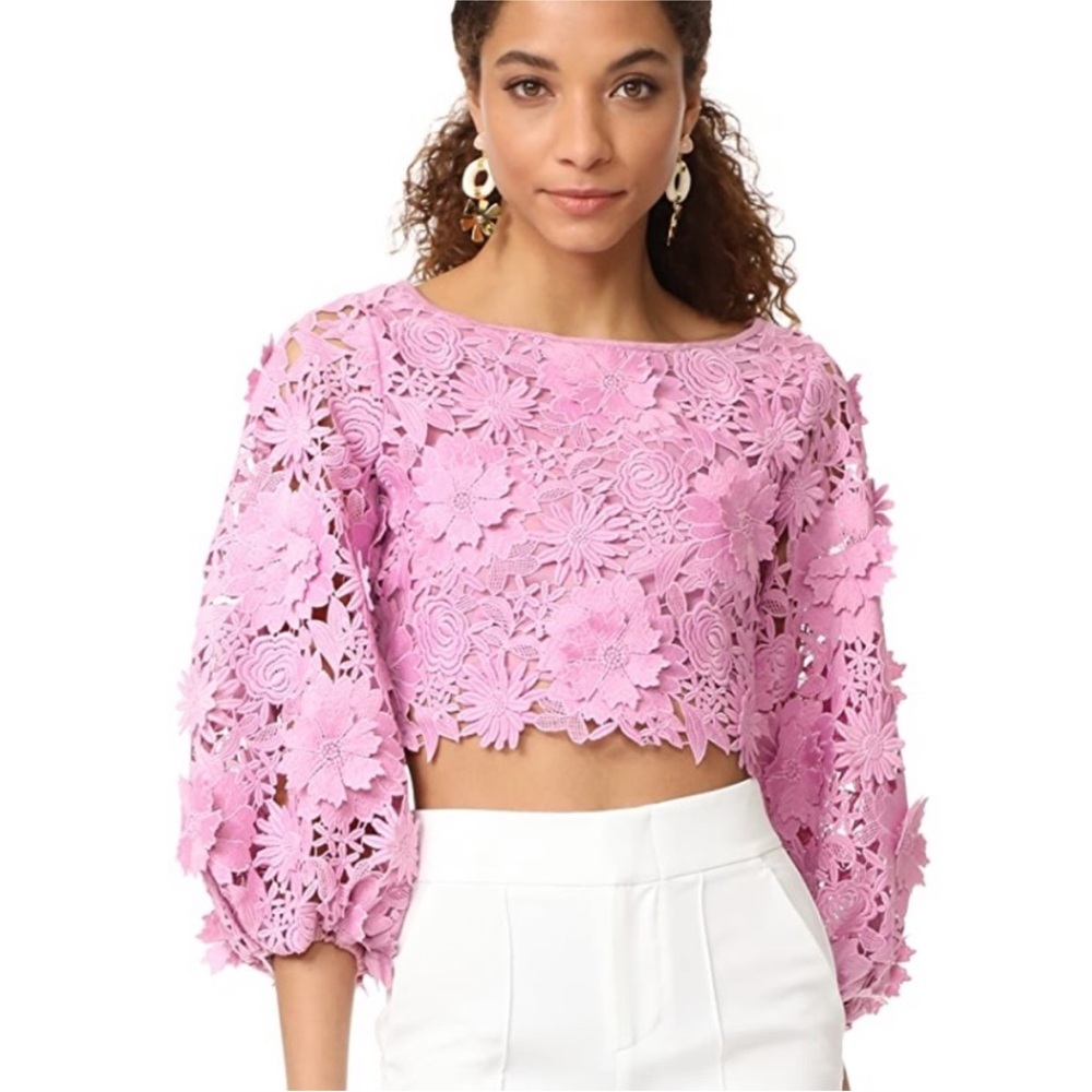 Milly Lavender Floral Lace Crop Top